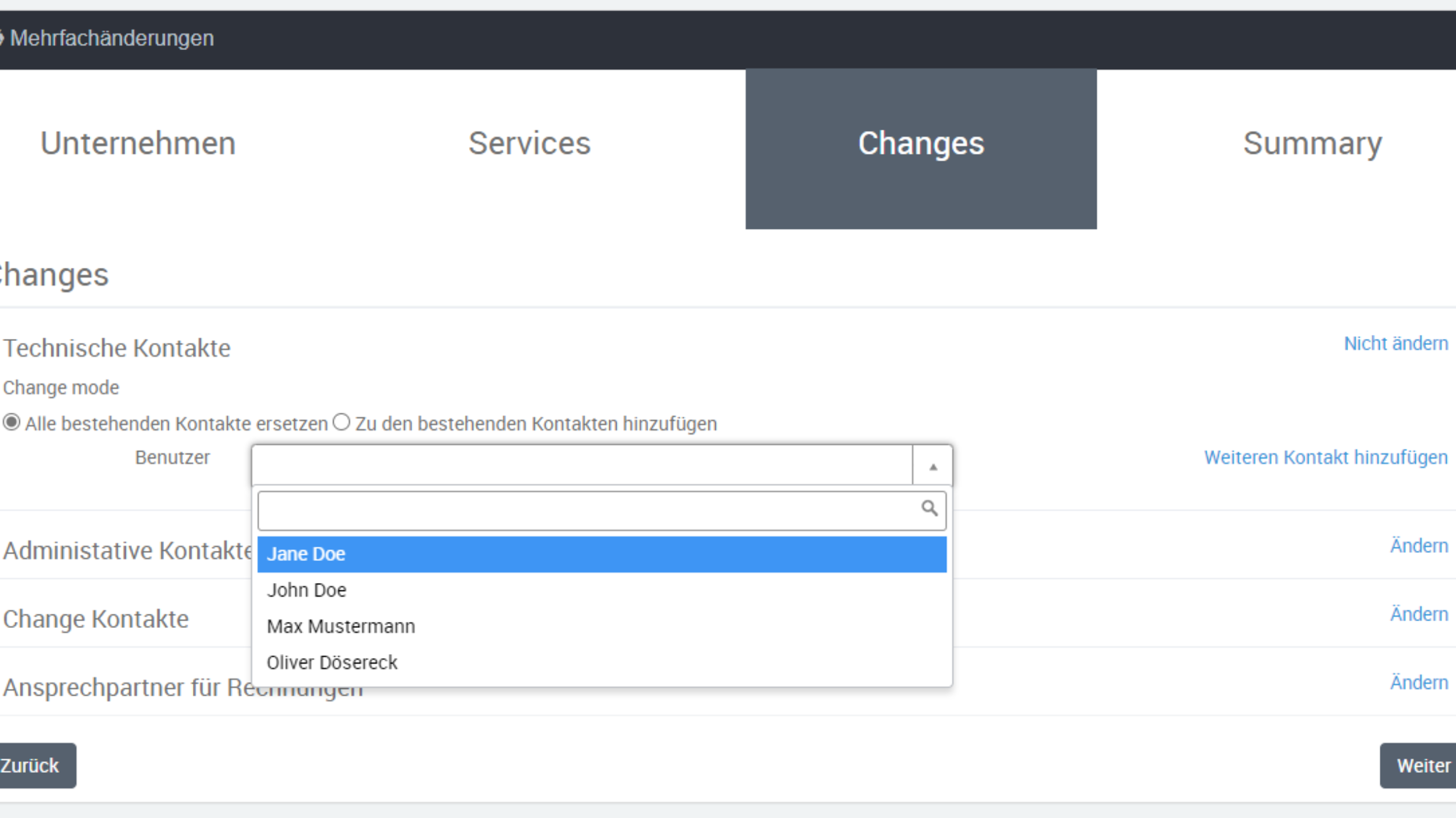 FAQ Mehrere Kontakte